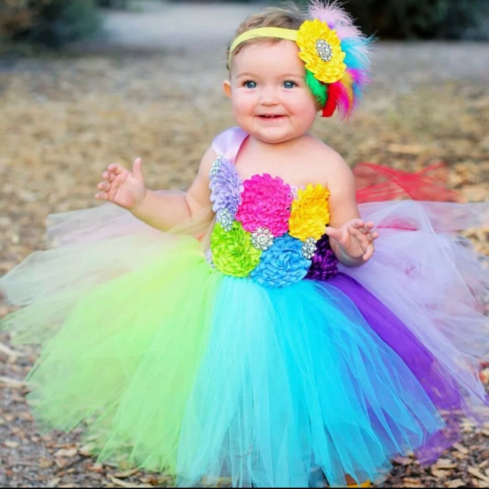 Rainbow tutu outfit 1 year brand new